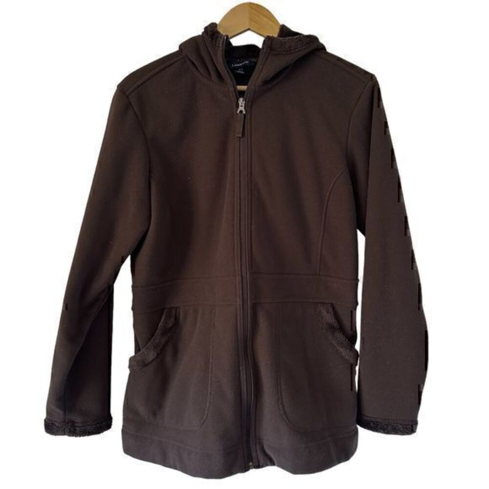 Lands End Womens Hooded Zippered Long Fleece Spring Jacket Size M